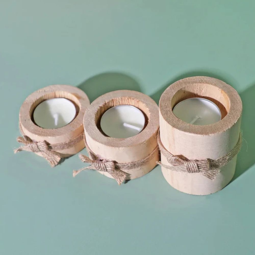 Handcrafted Bamboo Candle Holder Set