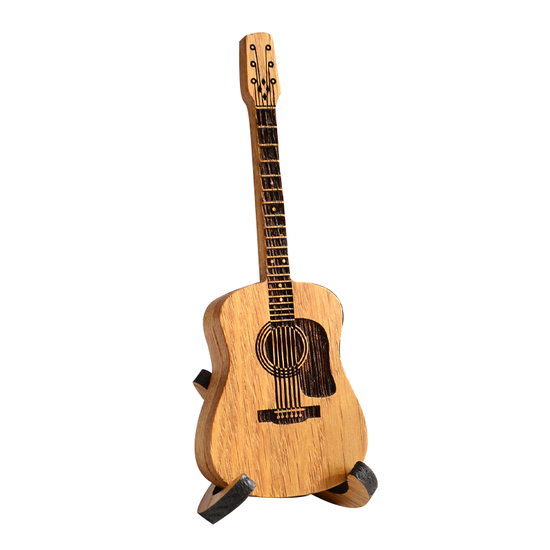 Guitar-Shaped Wooden Pick Holder Box