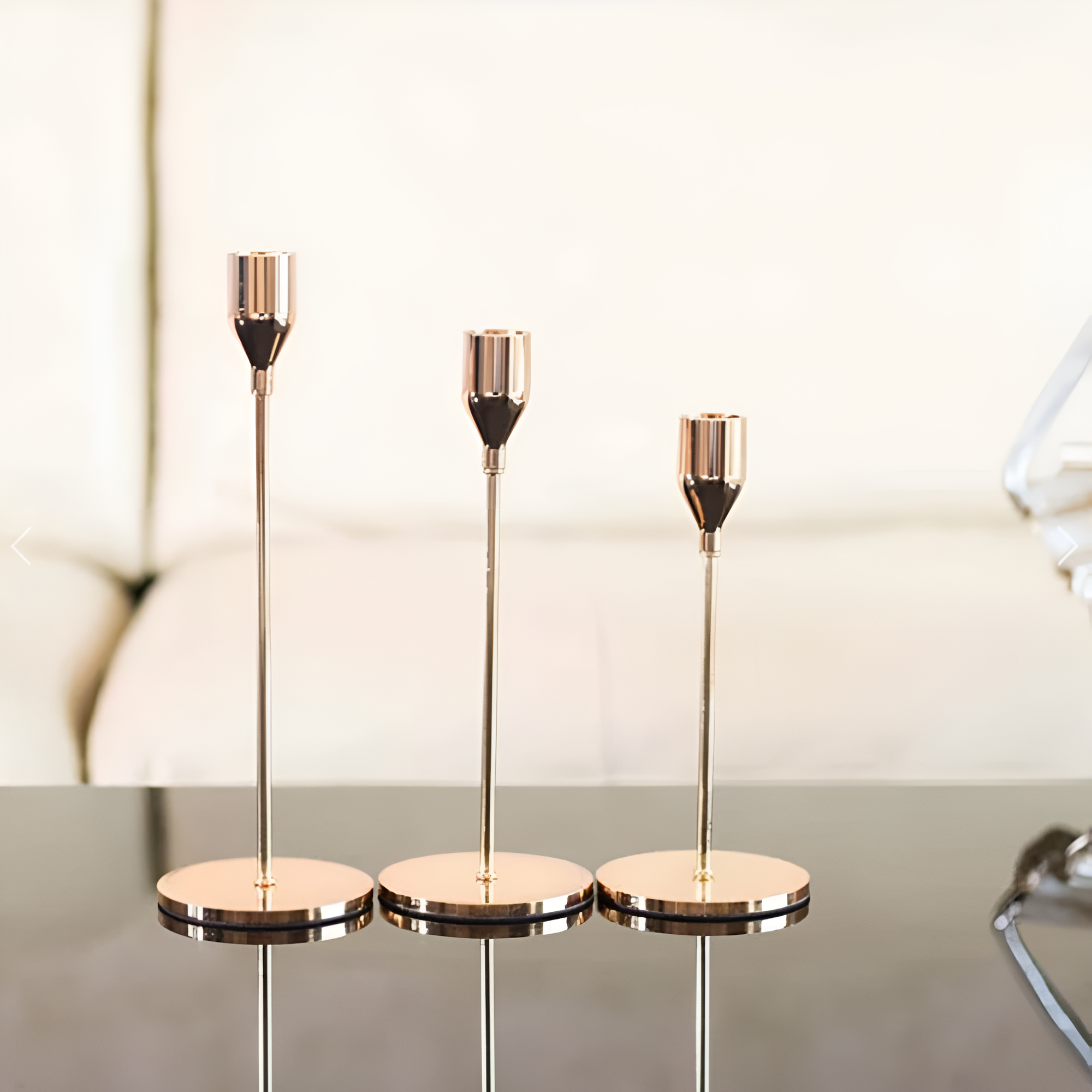 Brushed Metal Taper Holder Set