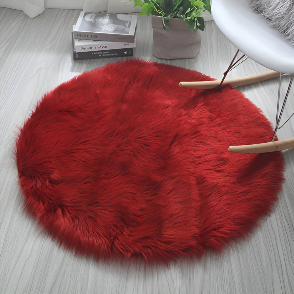 Round Plush Bedroom Floor Rug
