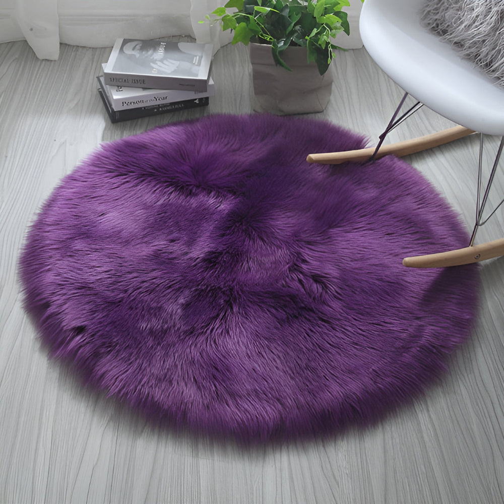 Round Plush Bedroom Floor Rug
