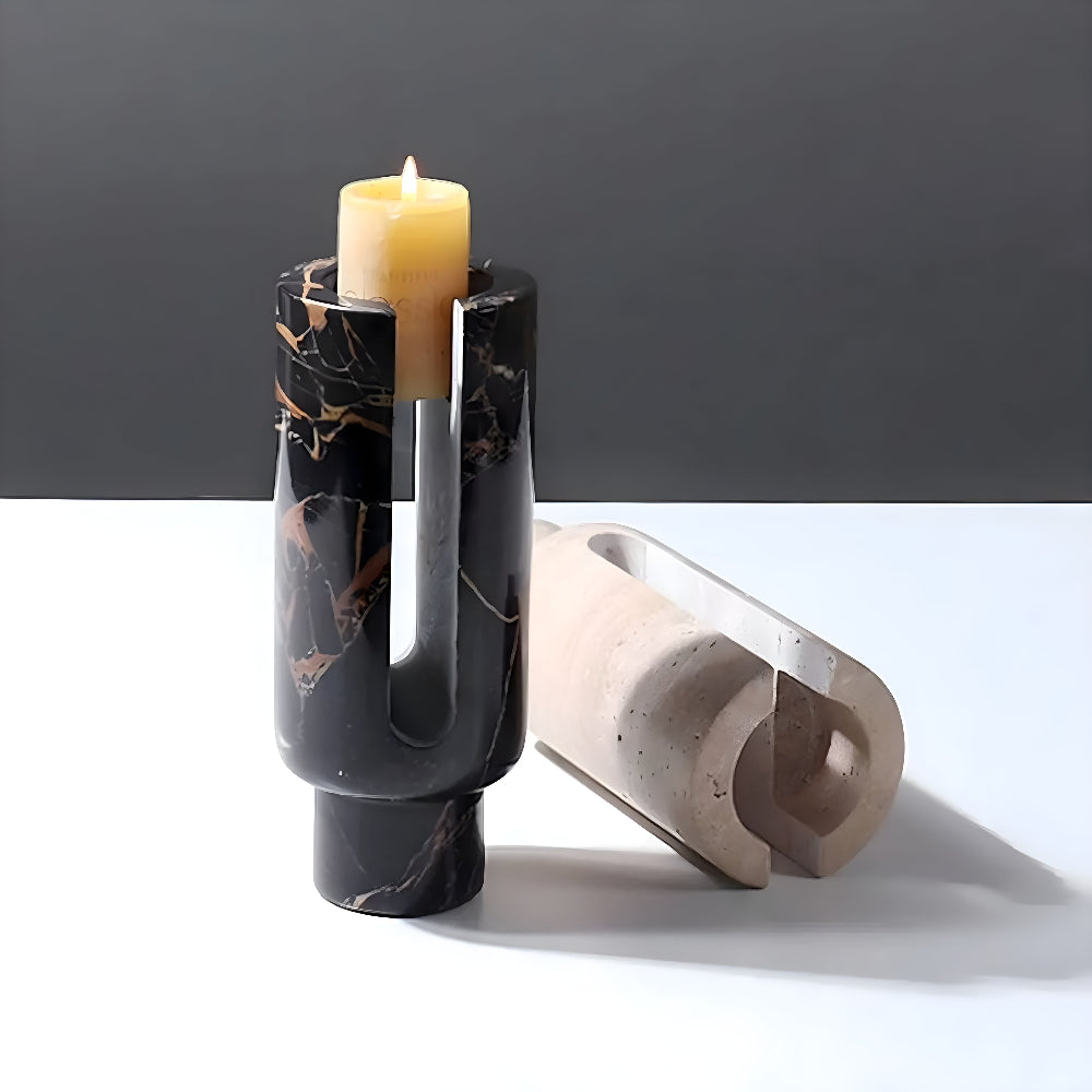 Geometric Marble Candle Holder