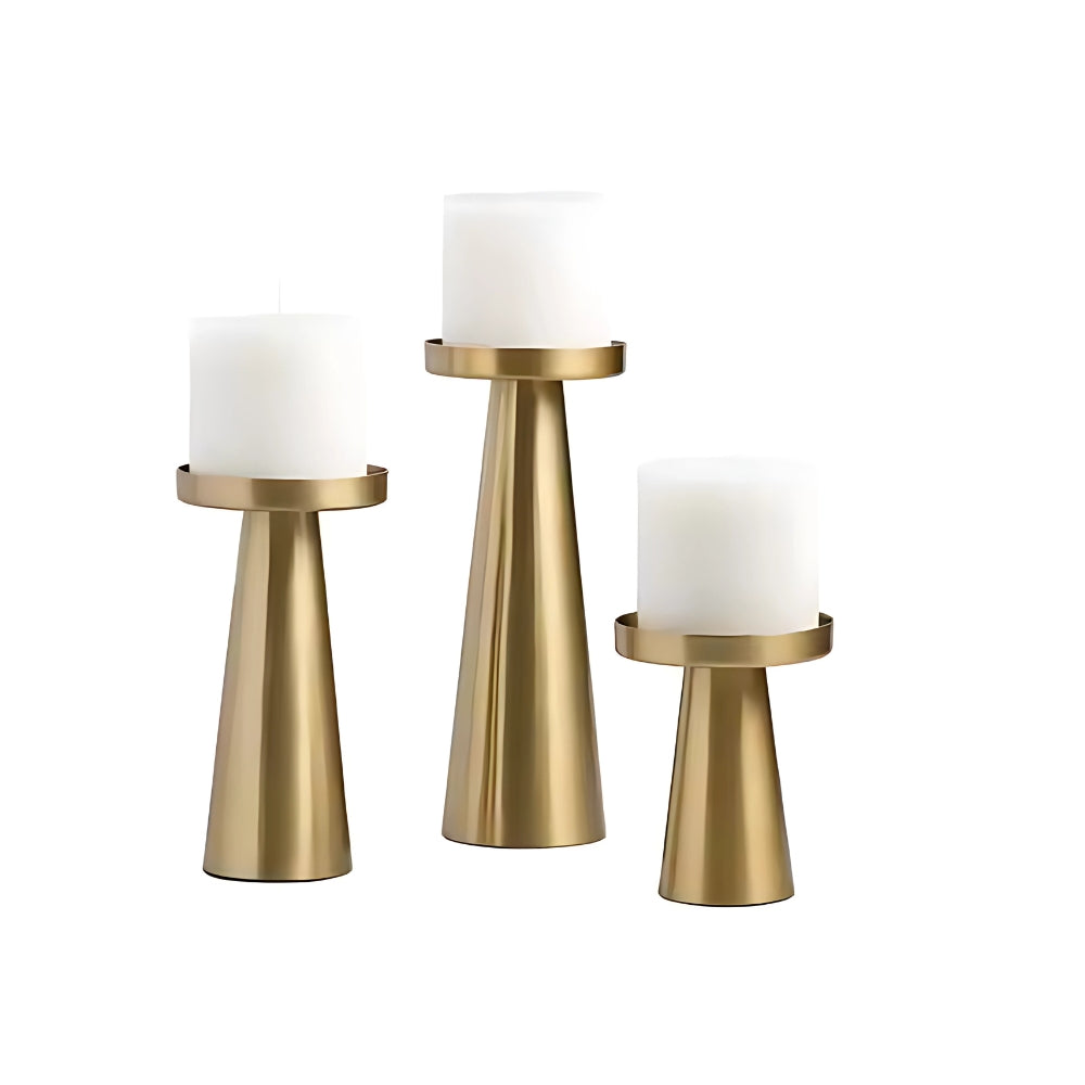 Brushed Brass Candle Holder Set