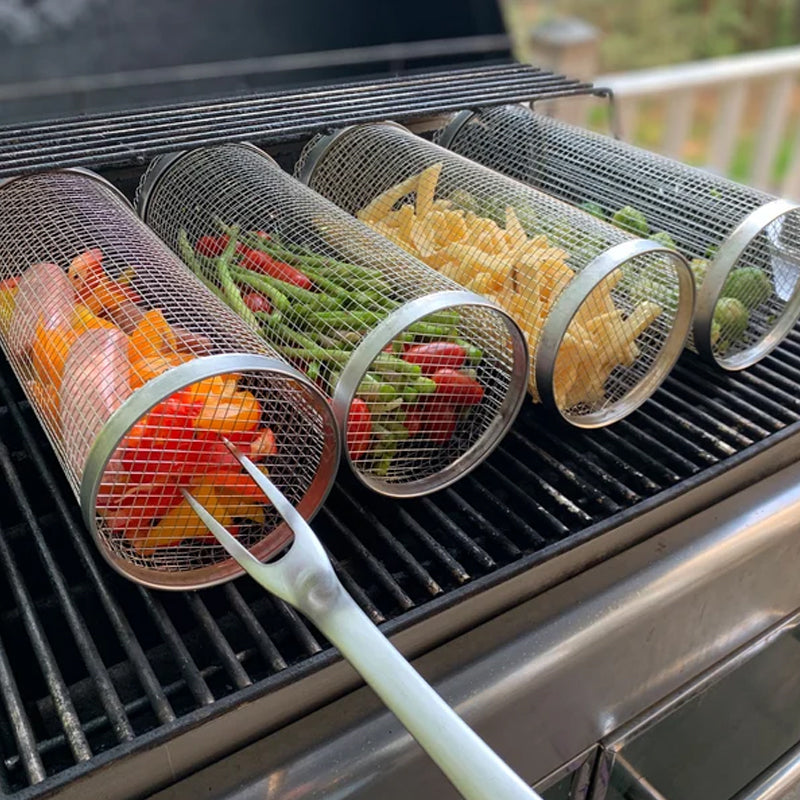 Rotating Grill Basket Cage