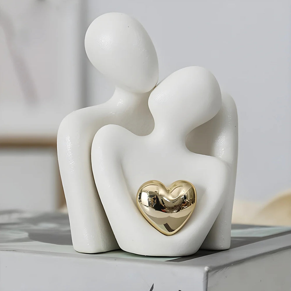 Embrace Couple Heart Sculpture