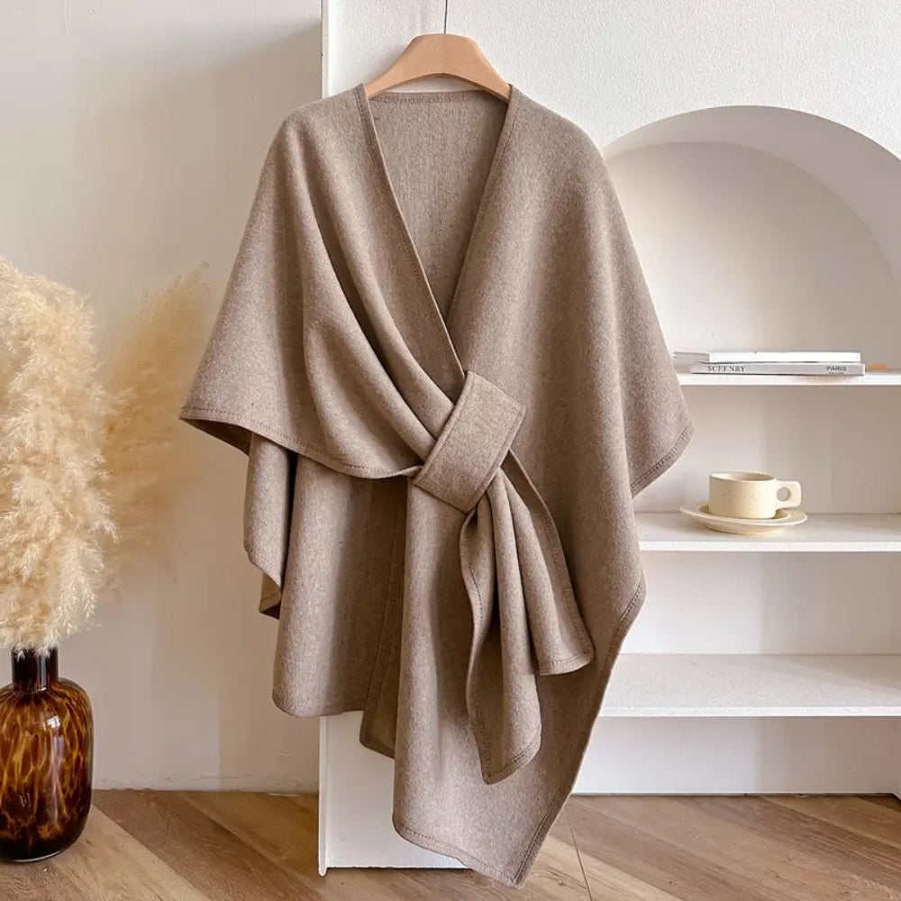 Draped Windproof Shawl Coat