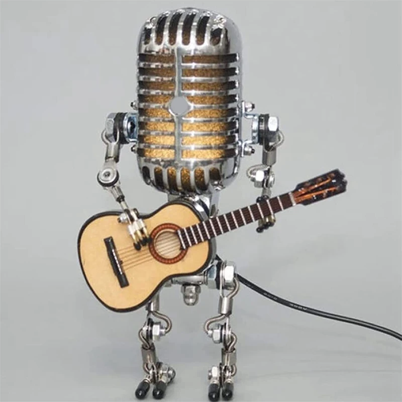 Retro Microphone Robot Metal Desk Lamp