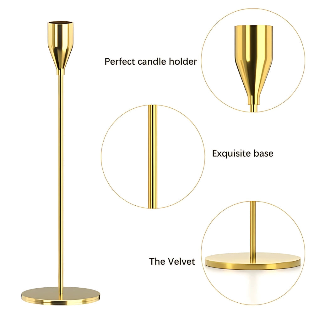 Slender Stainless Steel Candle Holder Set