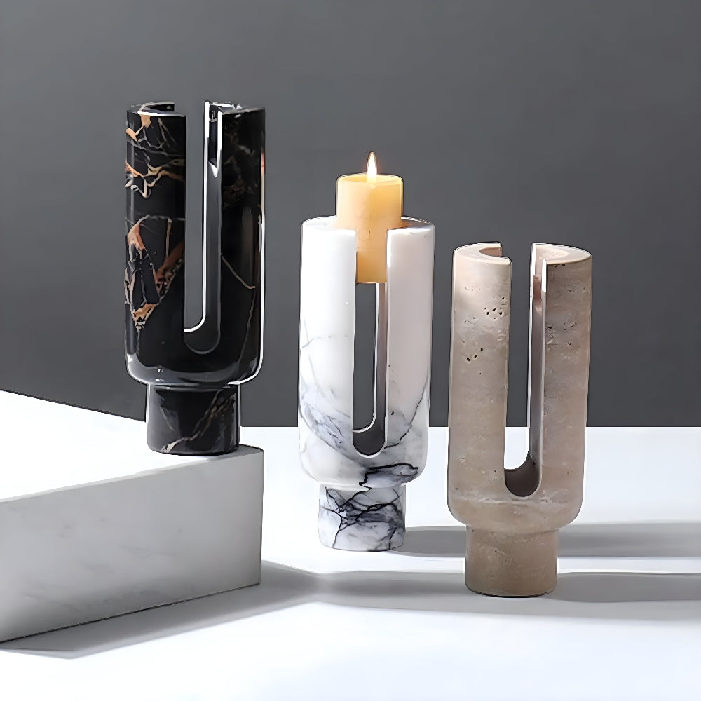Geometric Marble Candle Holder