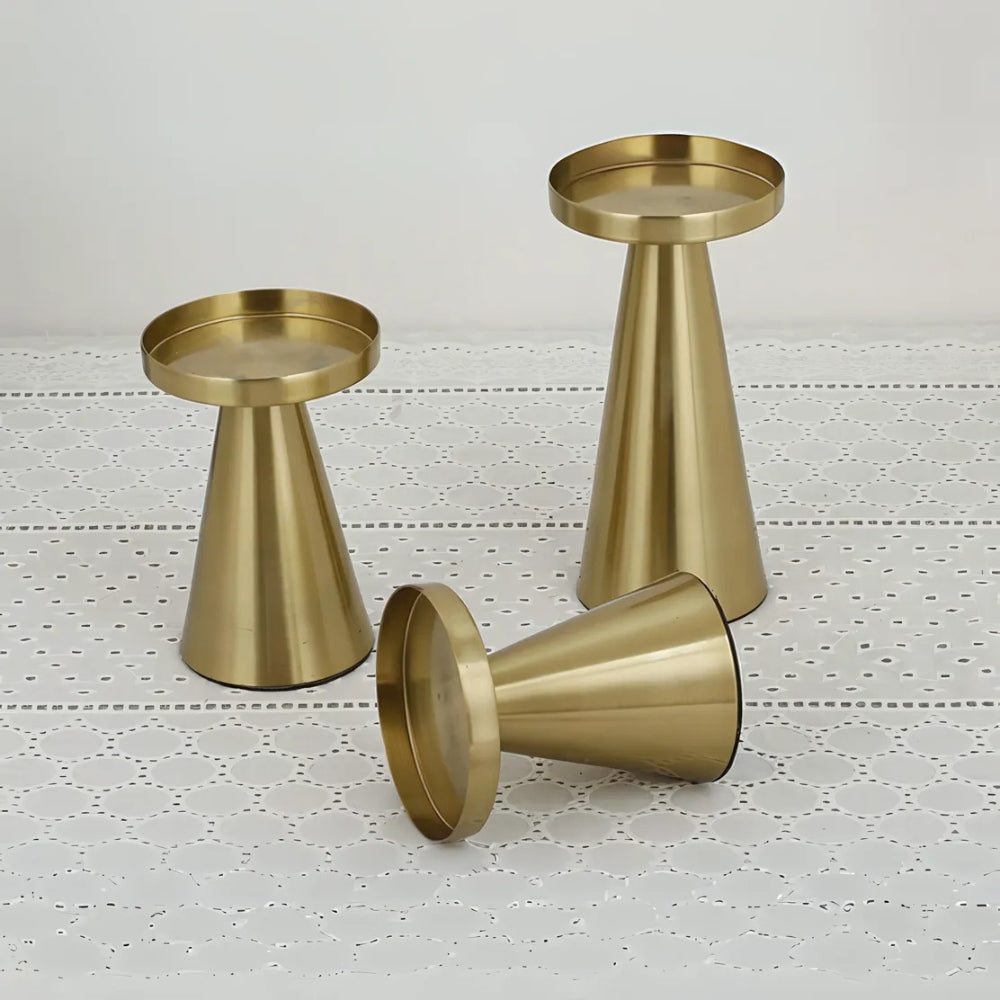 Brushed Brass Candle Holder Set