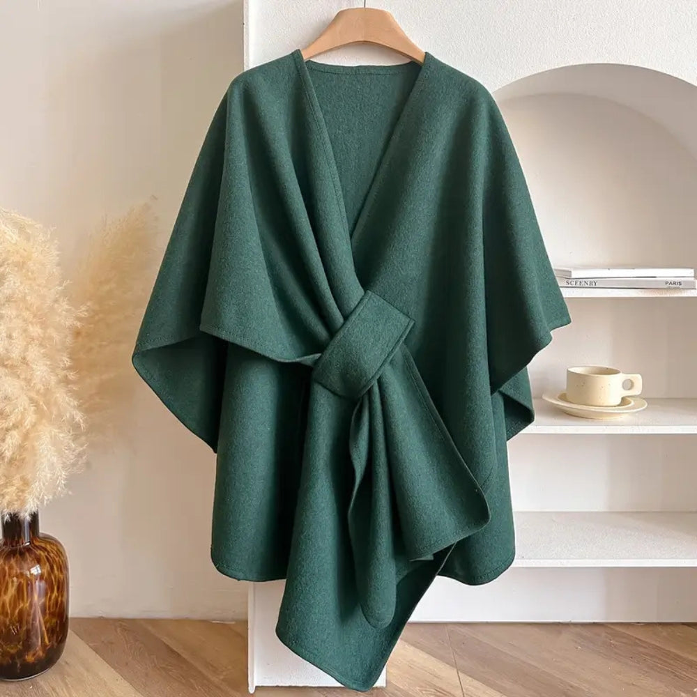 Draped Windproof Shawl Coat