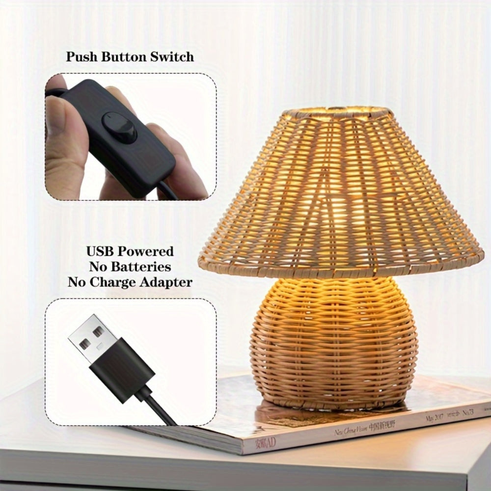 Woven Rattan Table Lamp