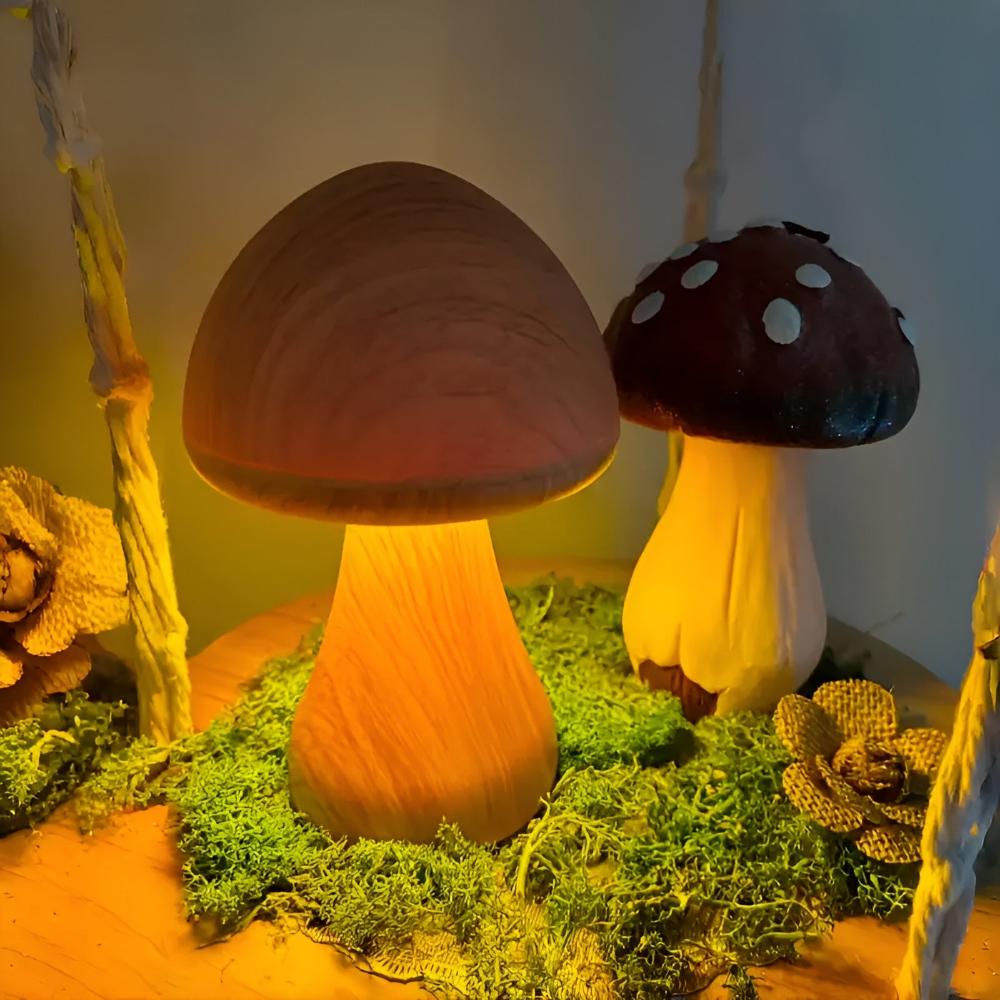 Wood Grain Mushroom Lamp