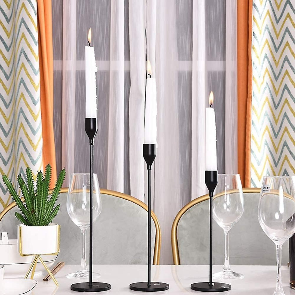 Slender Stainless Steel Candle Holder Set