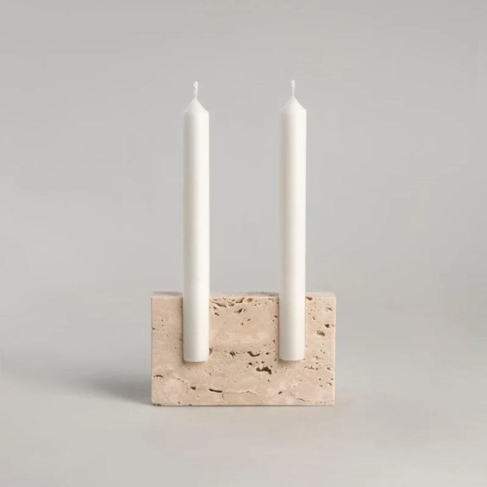 Artisan Travertine Taper Candle Block