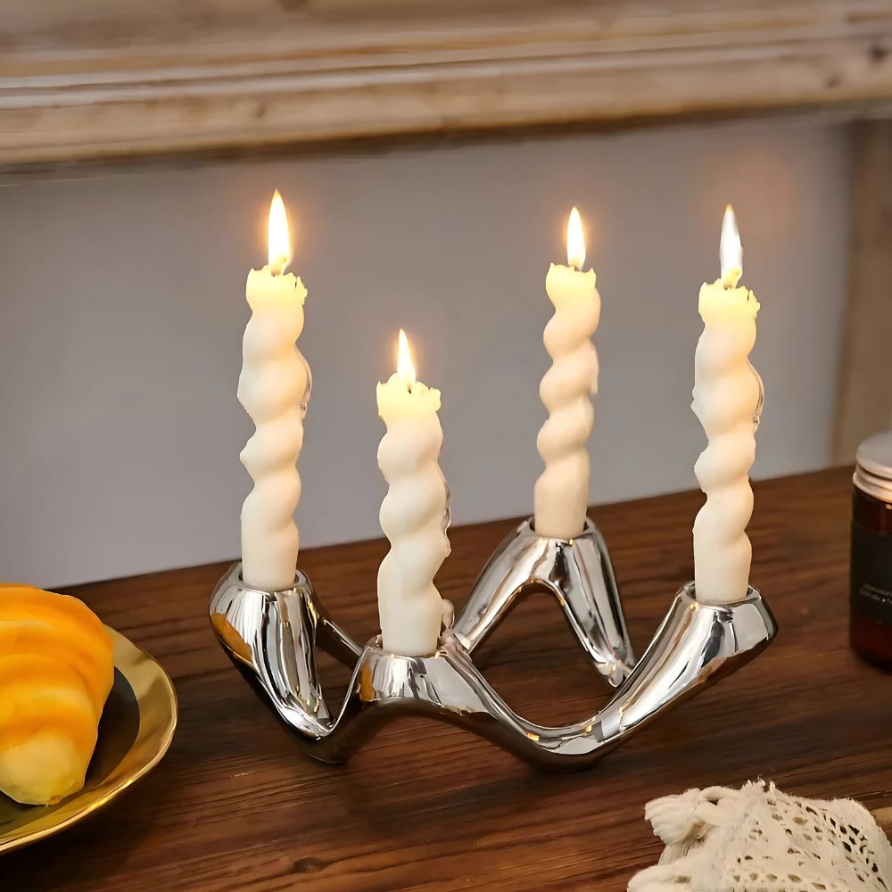 Vague Ripple Ceramic Candelabra