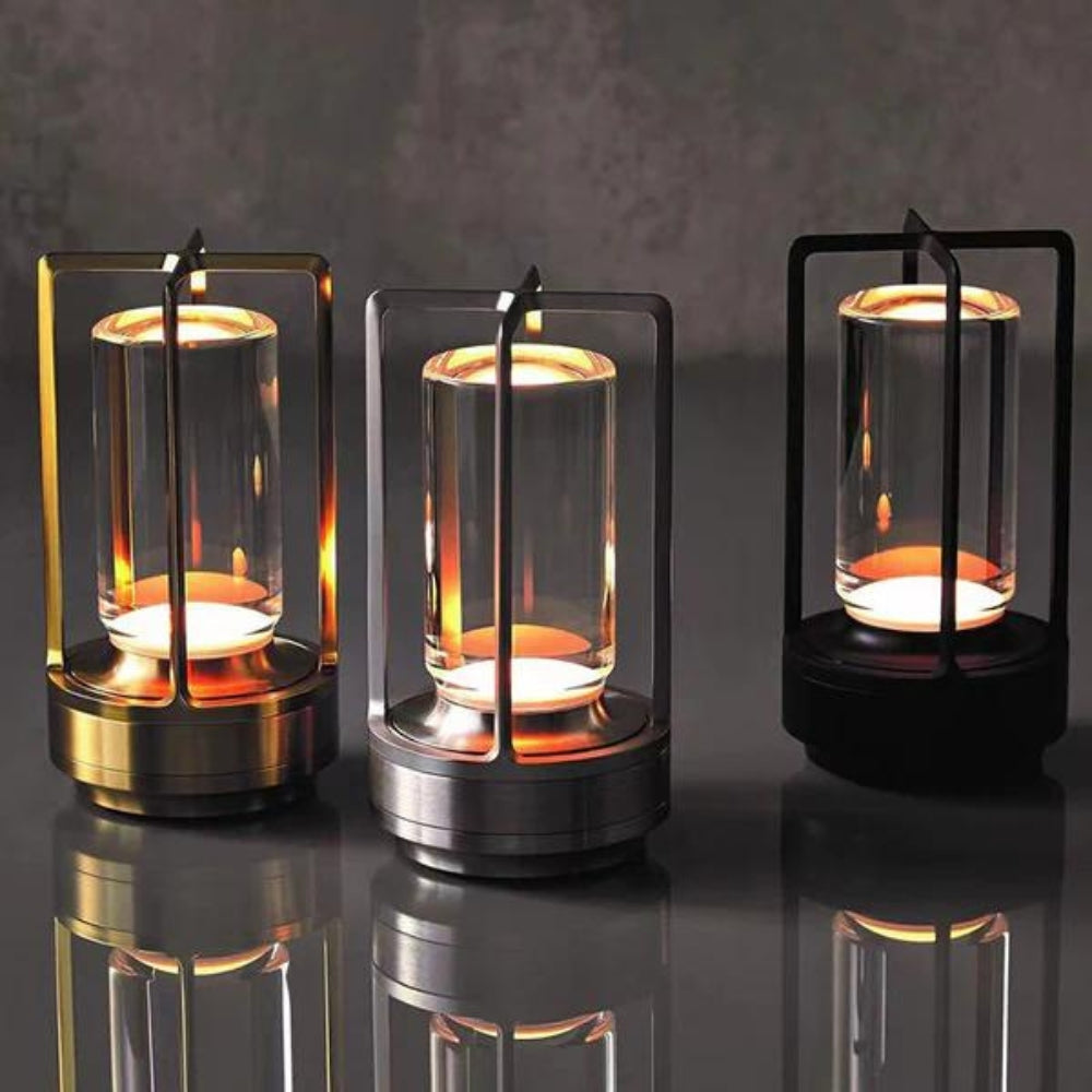 Metal Frame Cordless Lantern Lamp
