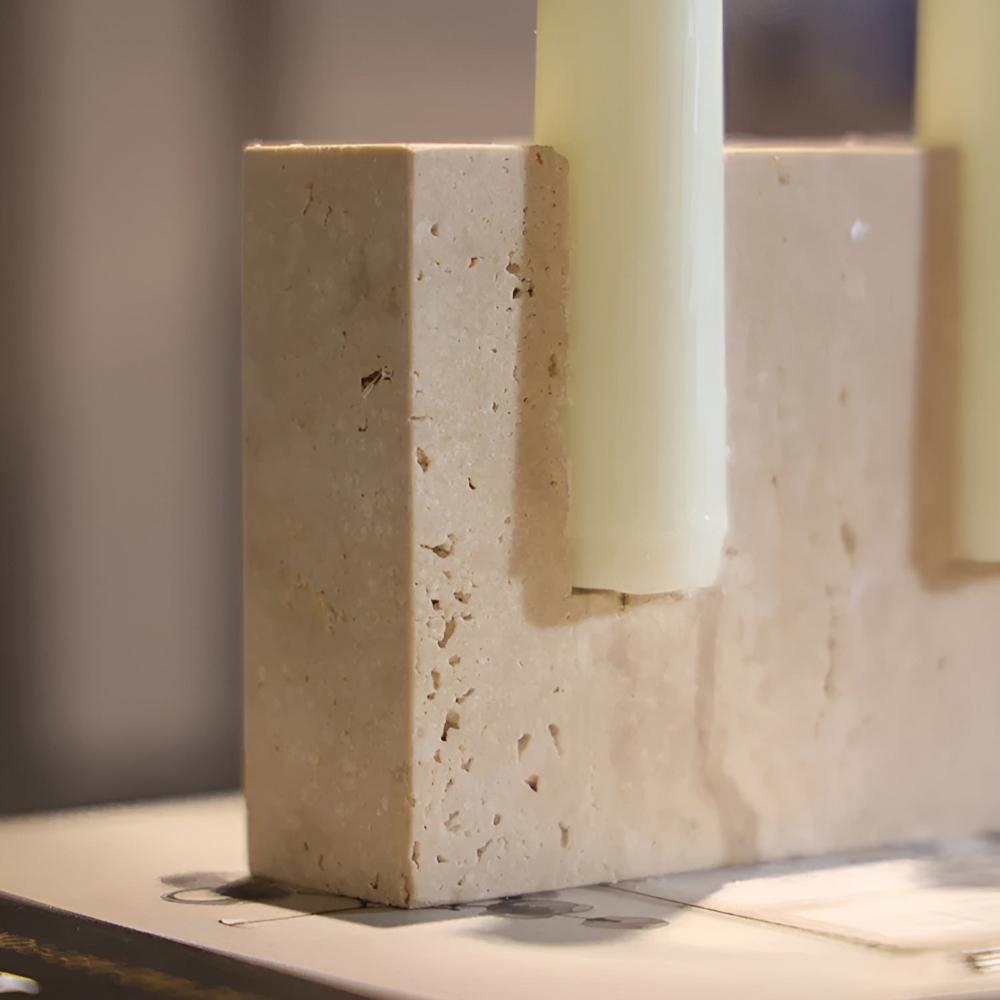 Dual Taper Stone Candle Stand
