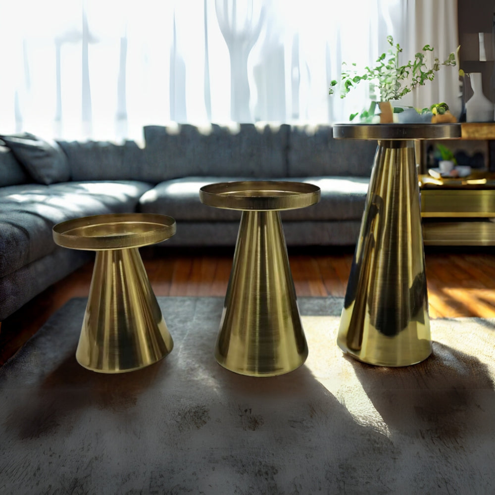 Brushed Brass Candle Holder Set