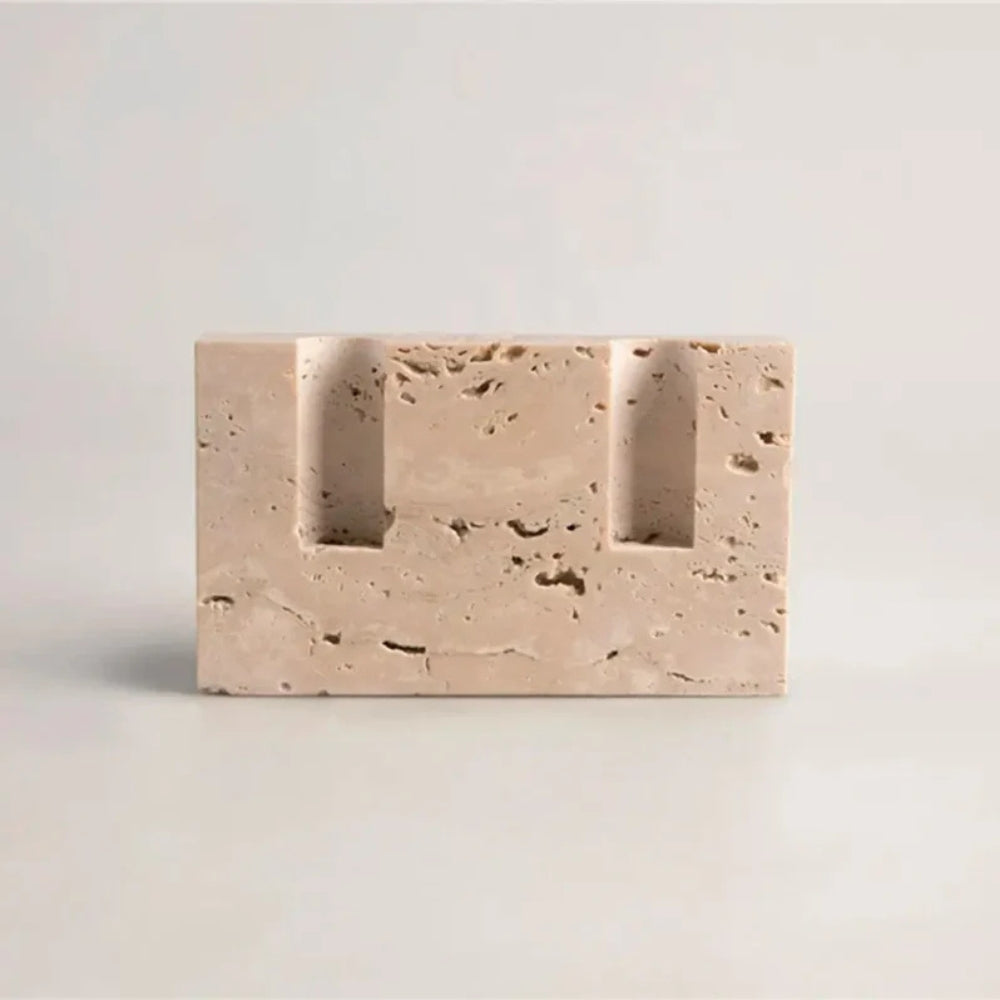 Artisan Travertine Taper Candle Block