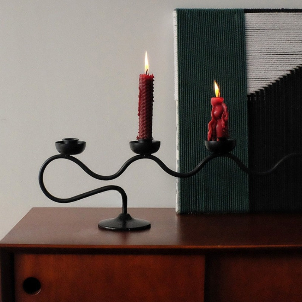 Triple-Arm Iron Candle Holder