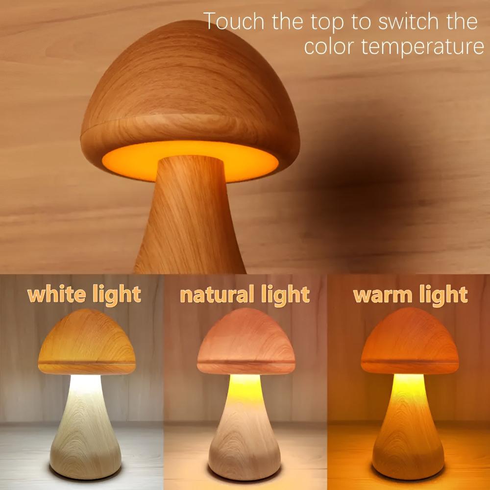 Wood Grain Mushroom Lamp