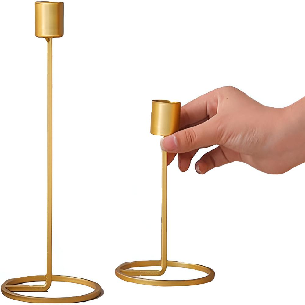 Radiant Gold Metal Candlestick Stand