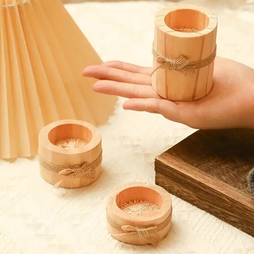 Handcrafted Bamboo Candle Holder Set