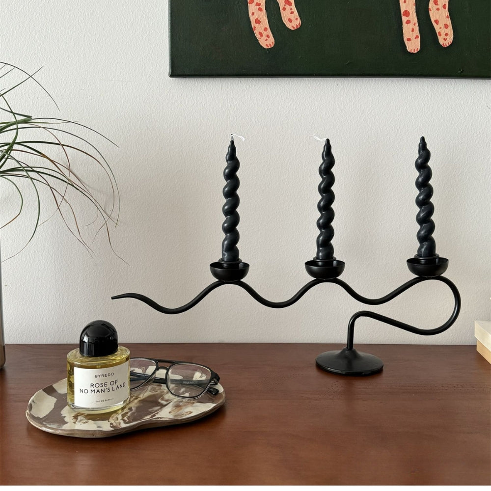 Triple-Arm Iron Candle Holder