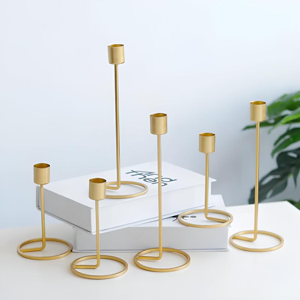 Radiant Gold Metal Candlestick Stand