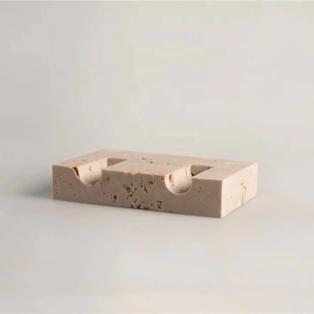 Artisan Travertine Taper Candle Block