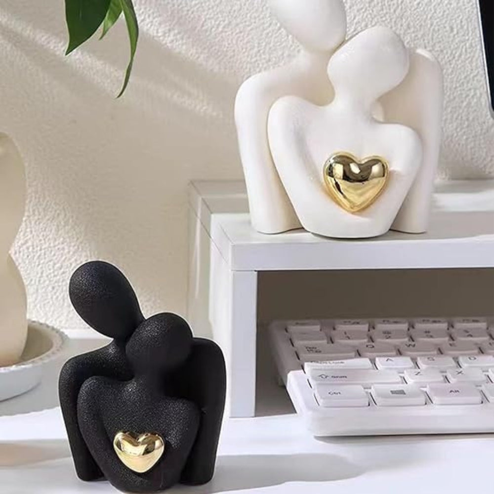Embrace Couple Heart Sculpture