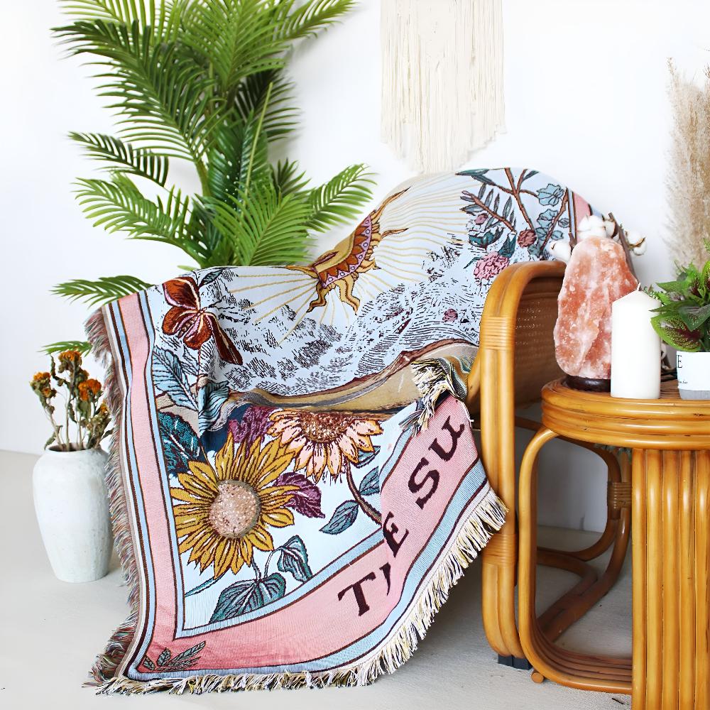 Woven Tapestry Throw Blanket