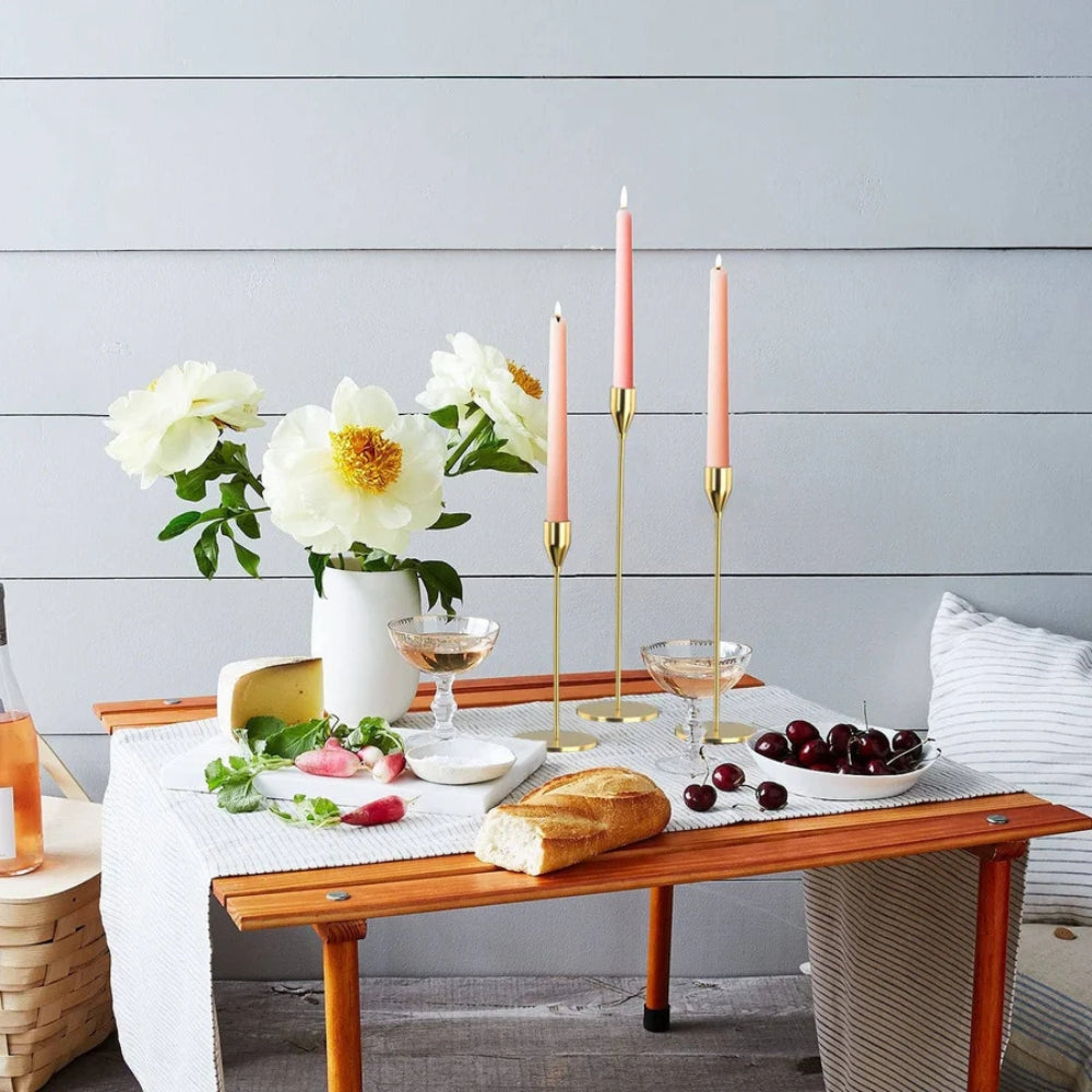 Slender Stainless Steel Candle Holder Set
