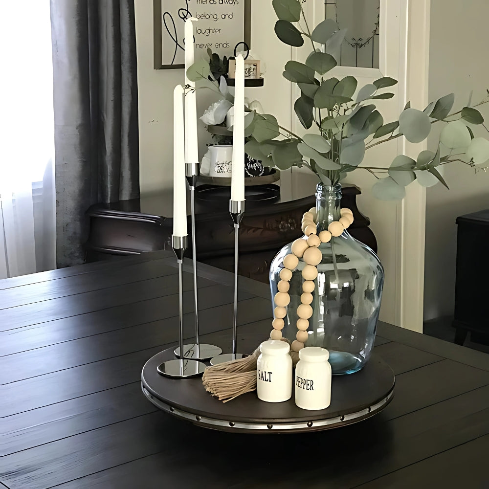 Slender Stainless Steel Candle Holder Set