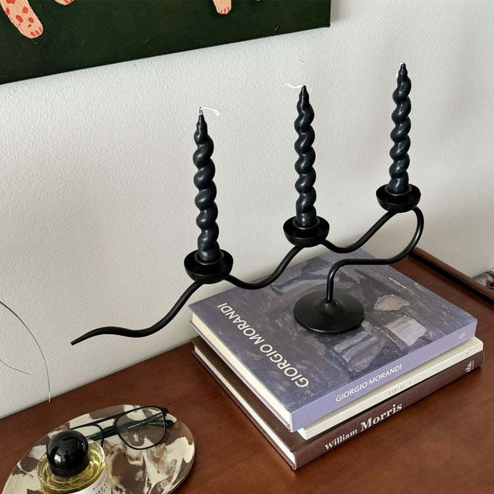 Triple-Arm Iron Candle Holder