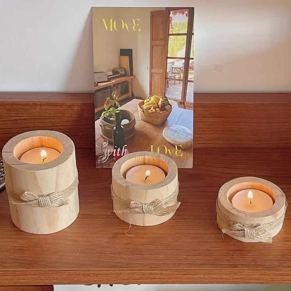 Handcrafted Bamboo Candle Holder Set