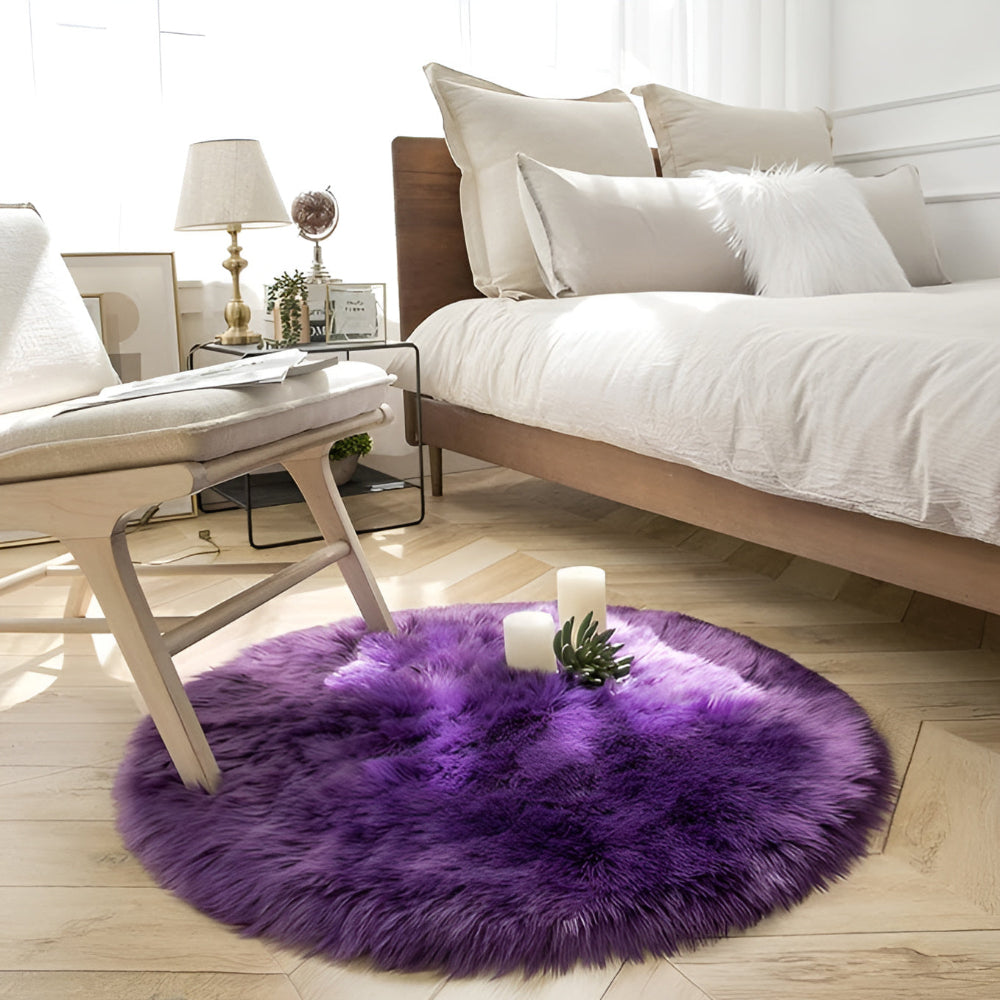 Round Plush Bedroom Floor Rug