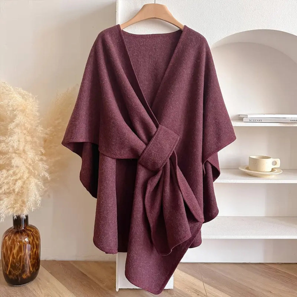 Draped Windproof Shawl Coat