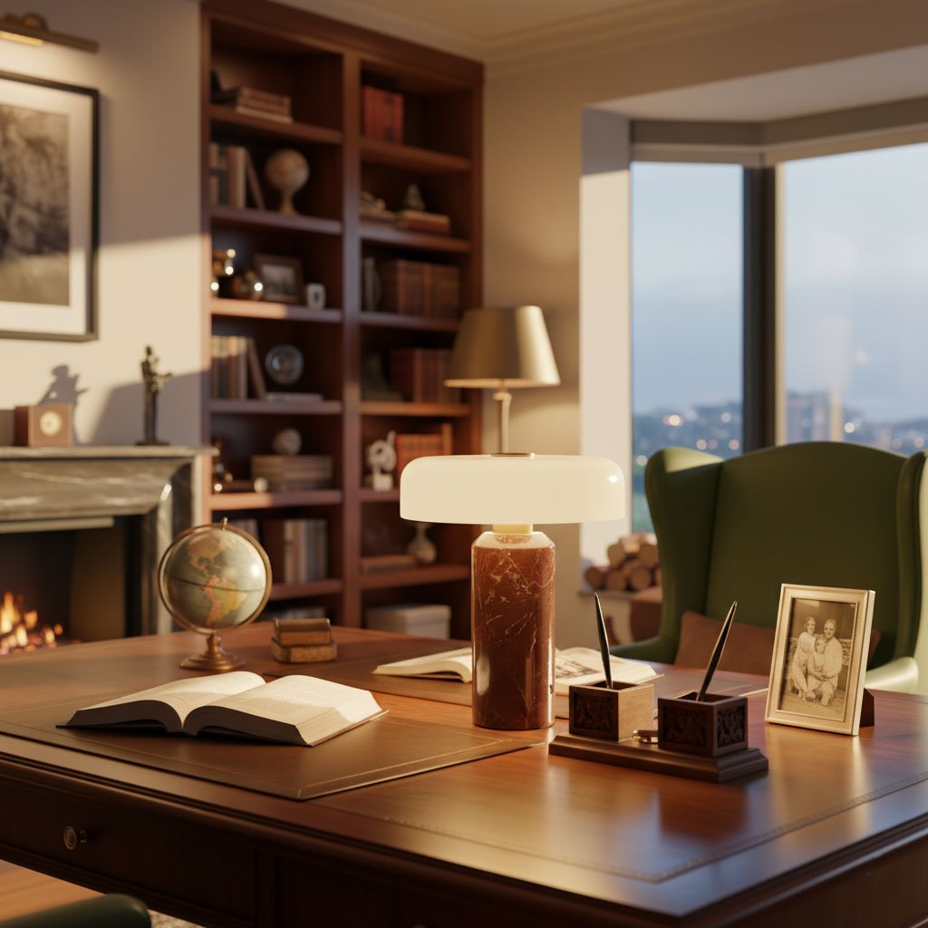 Marble Column Table Lamp