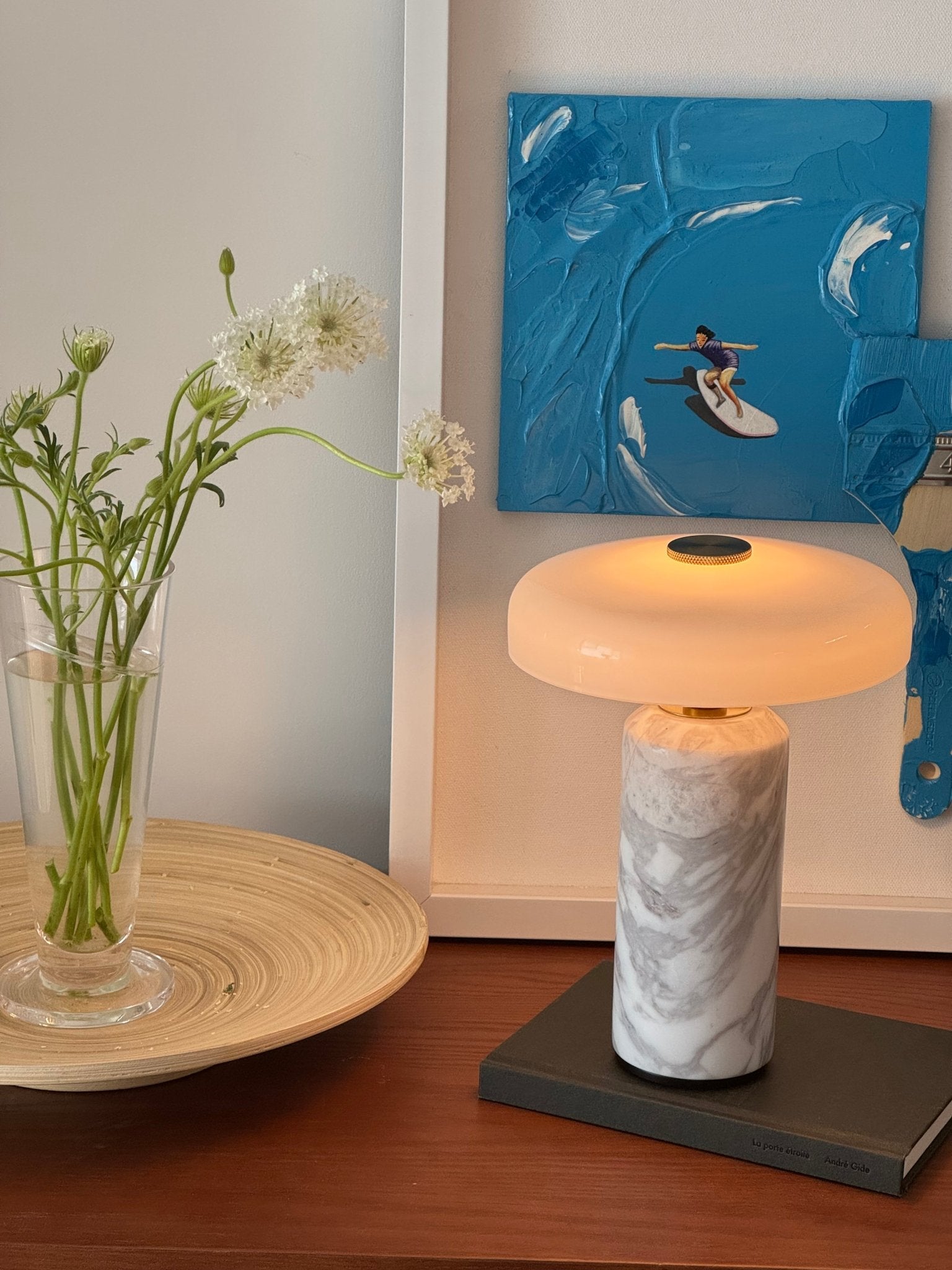Marble Column Table Lamp