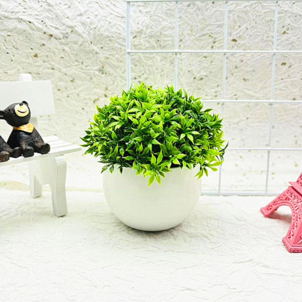 Potted Boxwood Faux Bonsai Decor