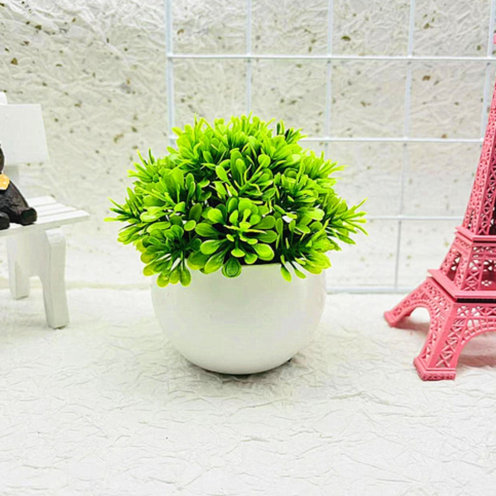 Potted Boxwood Faux Bonsai Decor