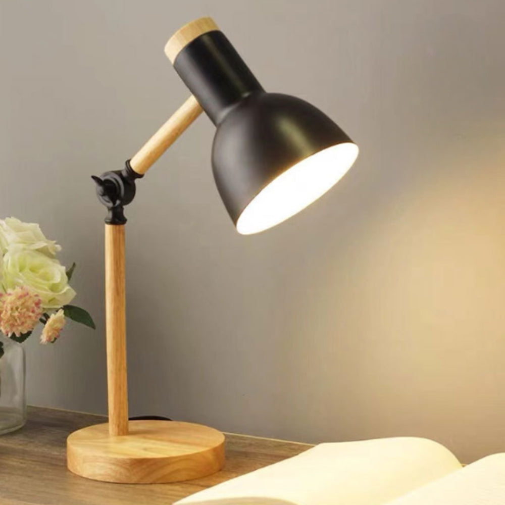 Adjustable Wood & Iron Desk Lamp