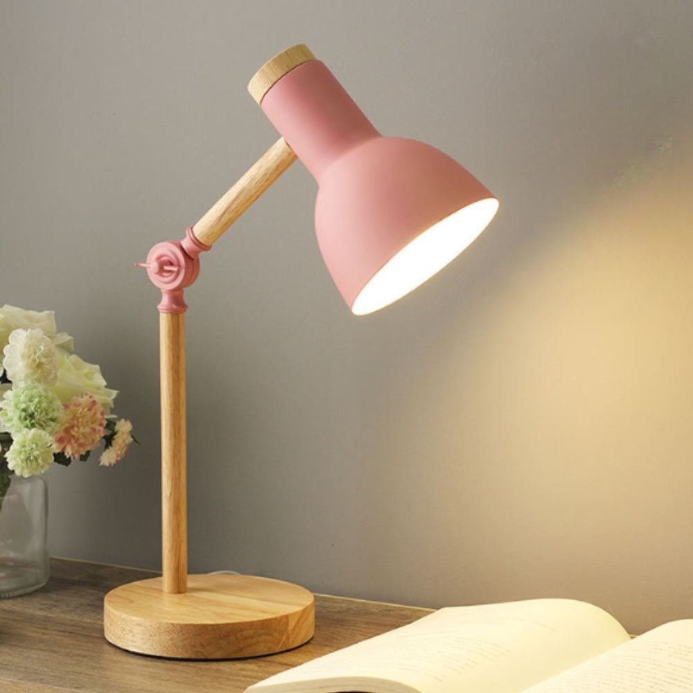 Adjustable Wood & Iron Desk Lamp