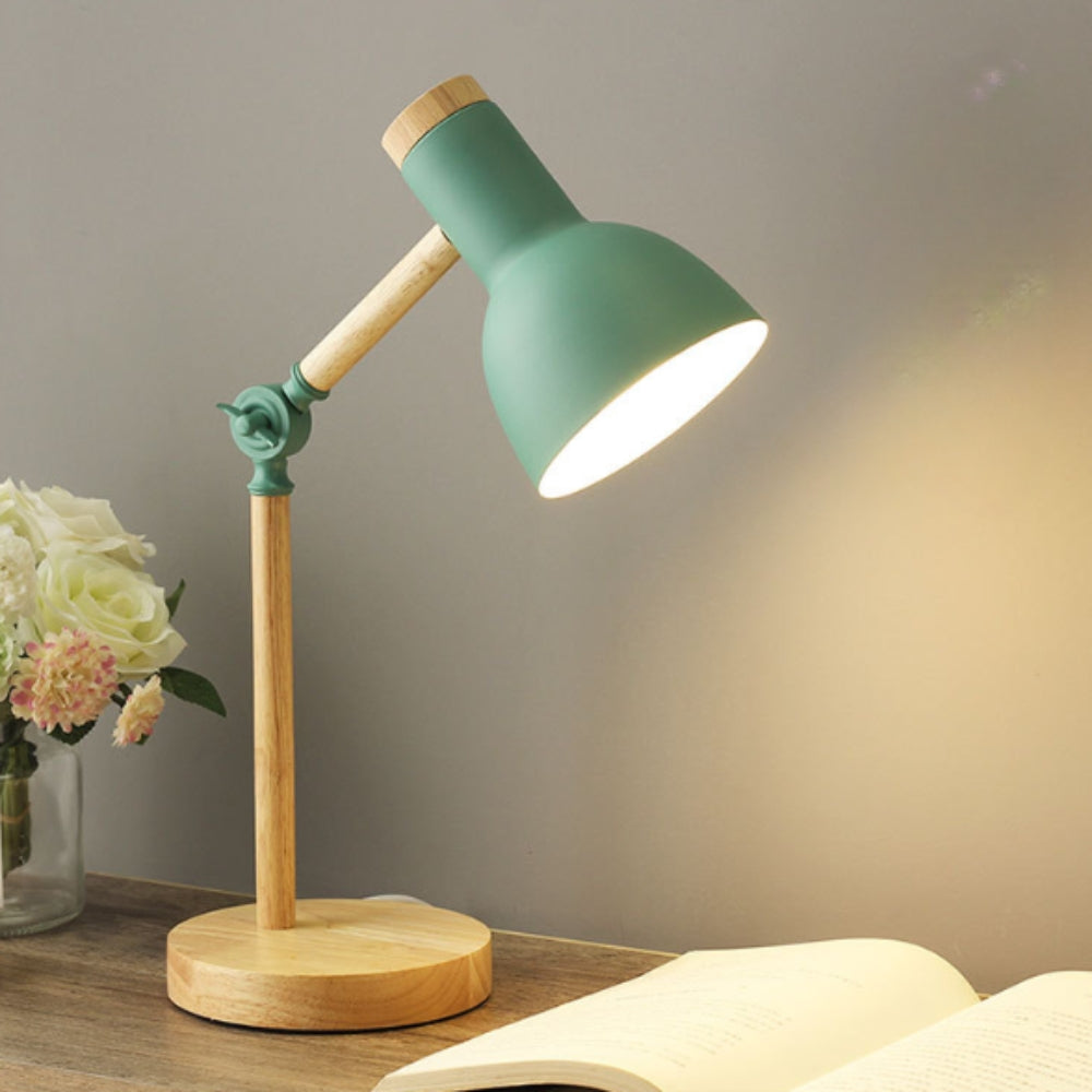 Adjustable Wood & Iron Desk Lamp
