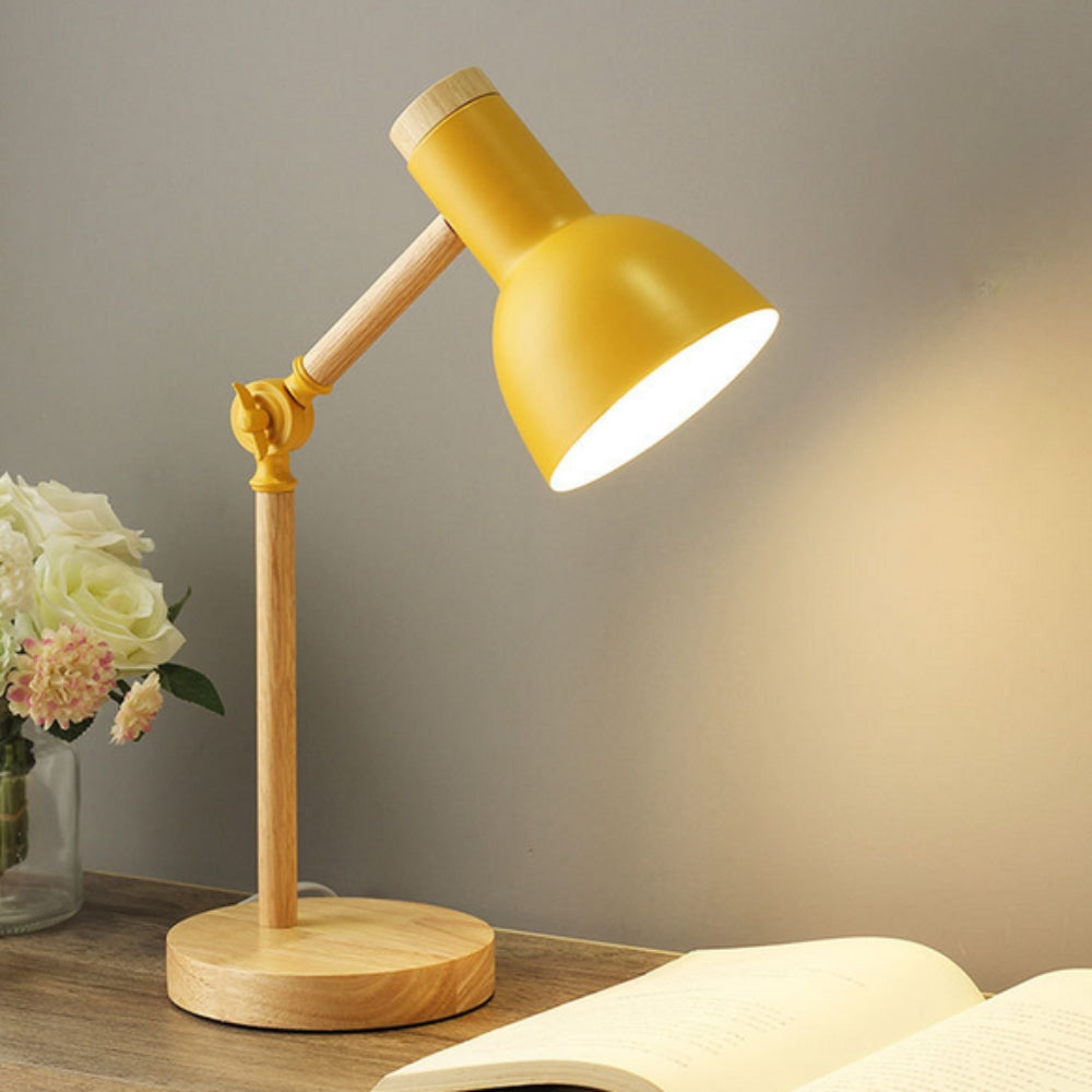 Adjustable Wood & Iron Desk Lamp