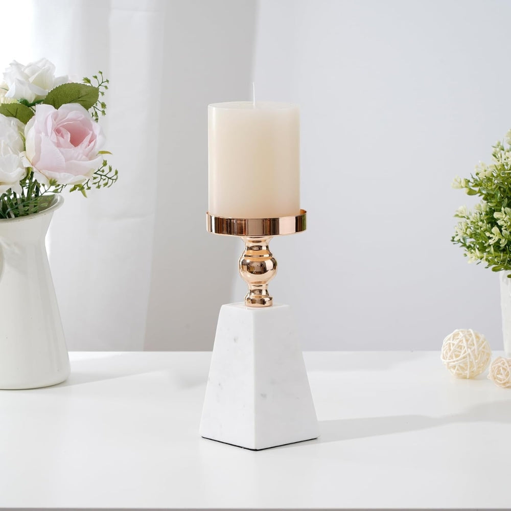 Natural Marble & Gold Candle Holde