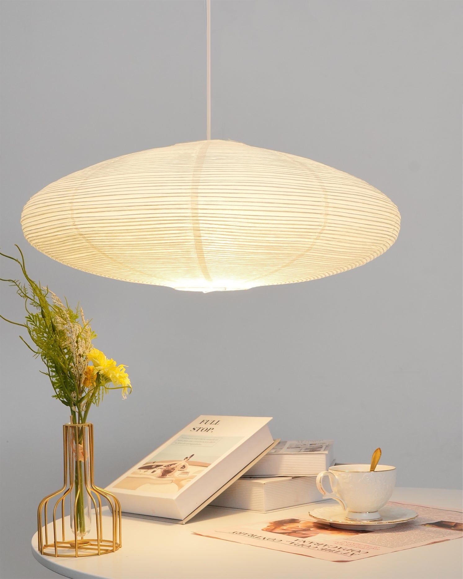 Japanese Paper Saucer Ceiling Light
