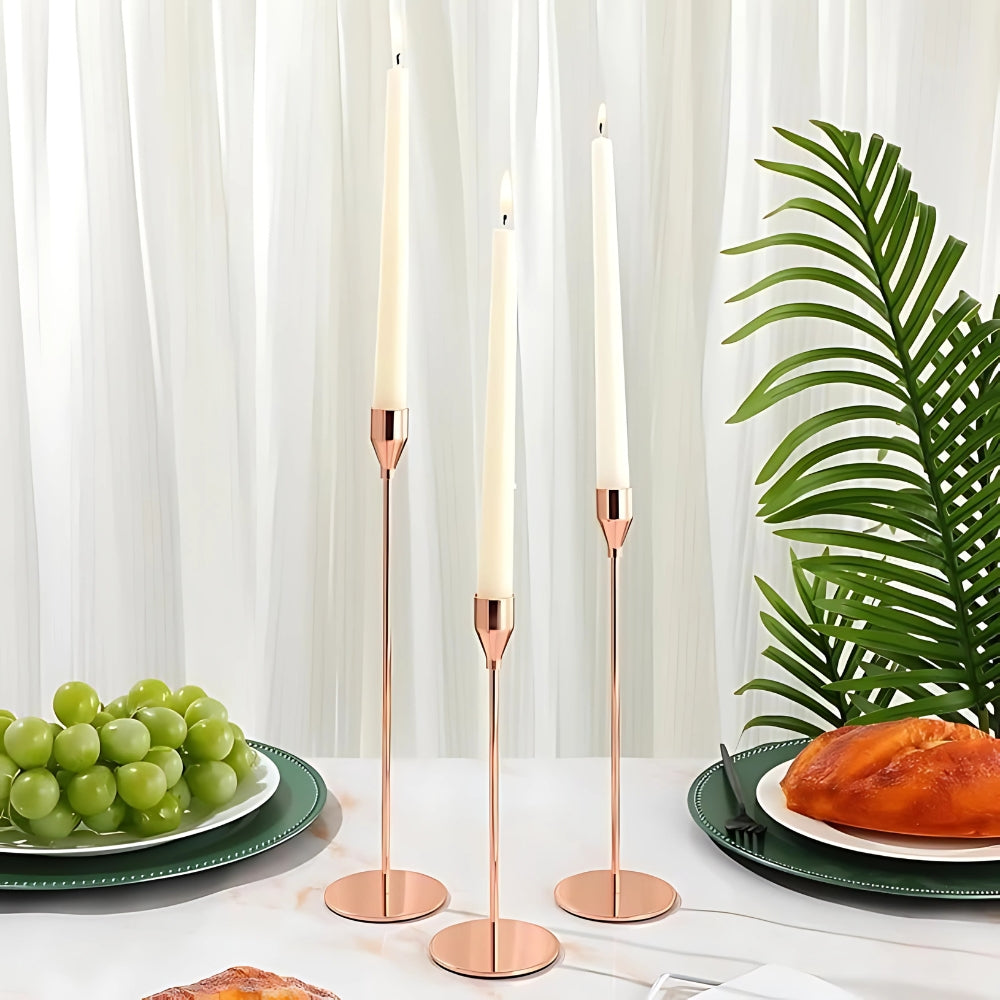 Slender Stainless Steel Candle Holder Set
